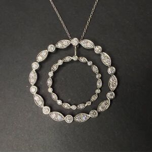 Rare Tiffany & Co. Jazz Swing Double Circle Diamond Necklace Platinum 1.00 TCW